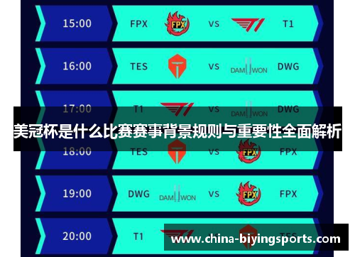 美冠杯是什么比赛赛事背景规则与重要性全面解析